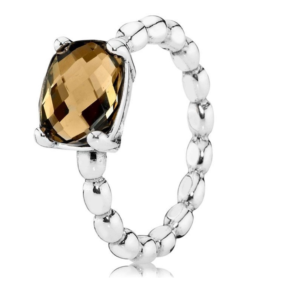 Elegant Silver and Brown Gemstone Ring